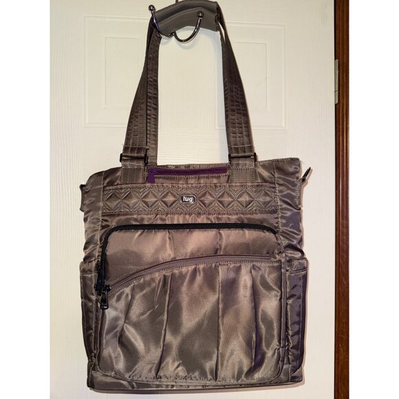 Lug ACE Nylon Convertible Crossbody Tote Travel Weekender in Baby Gray Walnut - Picture 1 of 13